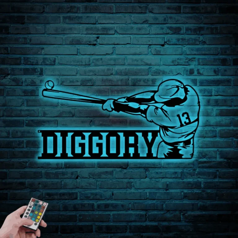 Personalized Custom Baseball Sign With Led Lights, Metal Baseball Wall ...