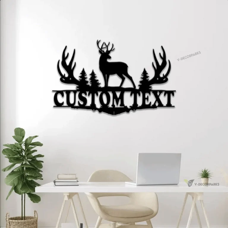 Personalized Deer Hunting Sign With Led Lights, Custom Buck Metal Wall Art, Campsite Decor, Hunter Gift, Father's Day Gift, New Home Gift