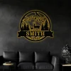 Personalized Deer Metal Sign With Led Lights, Mountain Scene Name Sign, Deer Wall Art, Hunting Camp Decor, Gift For Dad, Gift For Husband