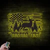 Personalized Deer Us Flag Metal Sign With Led Lights, Custom Buck Metal Wall For House Decor, Hunter Gift, Housewarming Gift, New Home Gift