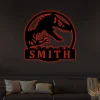 Personalized Dinosaur Name Metal Sign With Led Lights, Dinosaur Metal Wall Art, Custom Dinosaur Sign, Dinosaur Gift, Birthday Christmas Gift