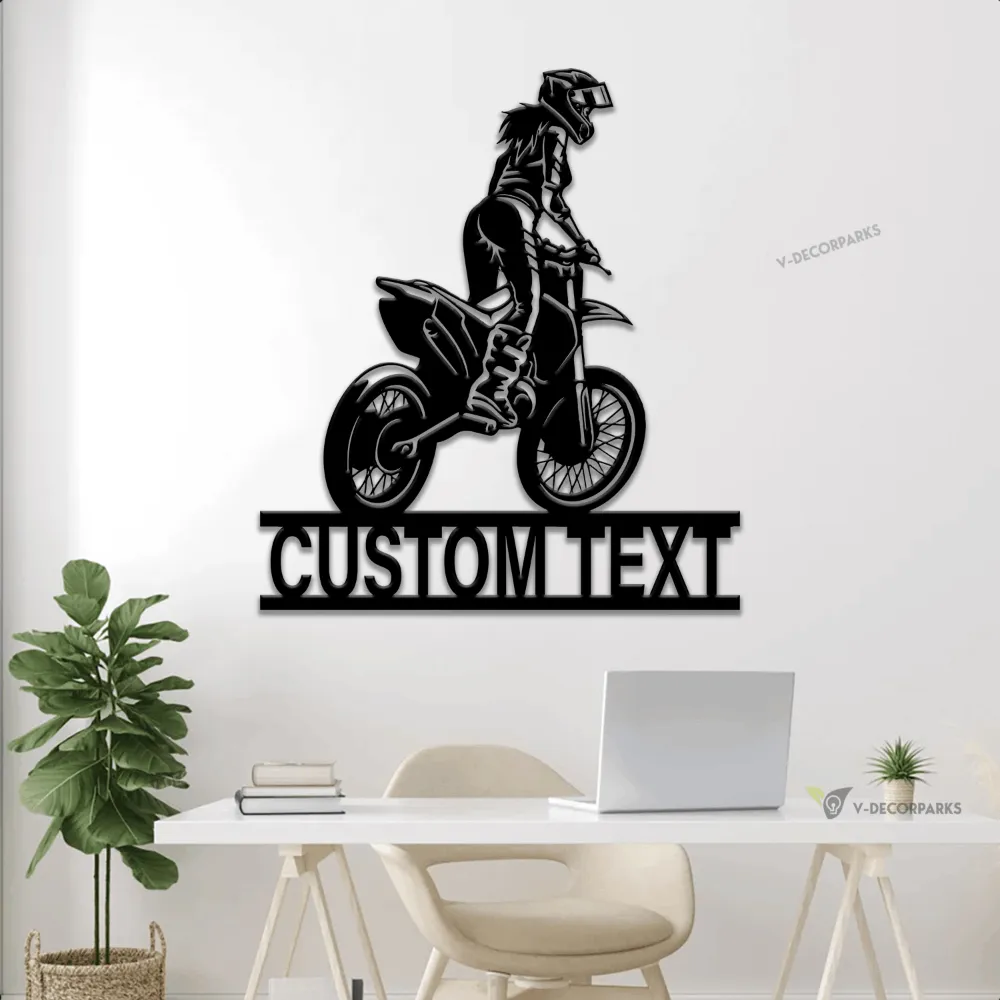 Personalized Dirt Bike Metal Sign With Led Lights, Dirt Bike Lovers, Dirk Bike Sign, Unique Decor, Gift For Her, Girl Biker Gift