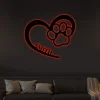 Personalized Dog Paw With Led Lights Sign Puppy Love Name Monogram Sign Puppy Love Steel Hanging Wall Word Design For Family Pets Lover