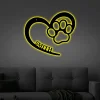 Personalized Dog Paw With Led Lights Sign Puppy Love Name Monogram Sign Puppy Love Steel Hanging Wall Word Design For Family Pets Lover