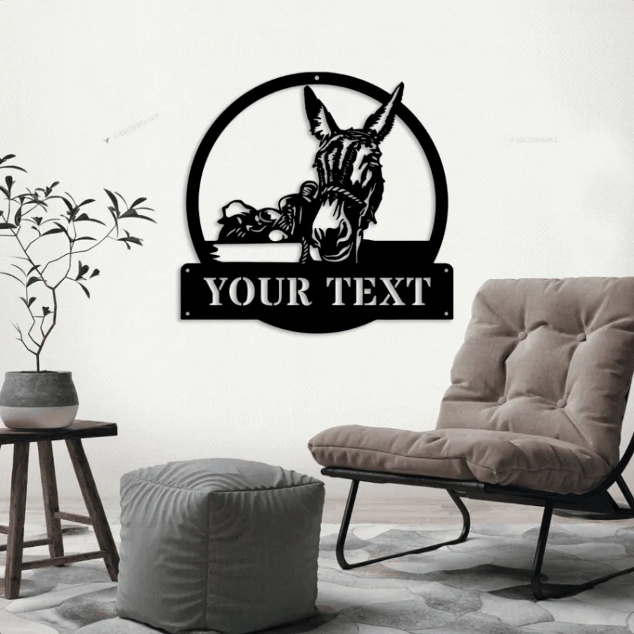 Personalized Donkey Metal Sign With Led Lights, Farm Animals Sign, Metal Sign For Farmer, Donkey Farmhouse Decor, Donkey Name Sign, Farmhouse Decor