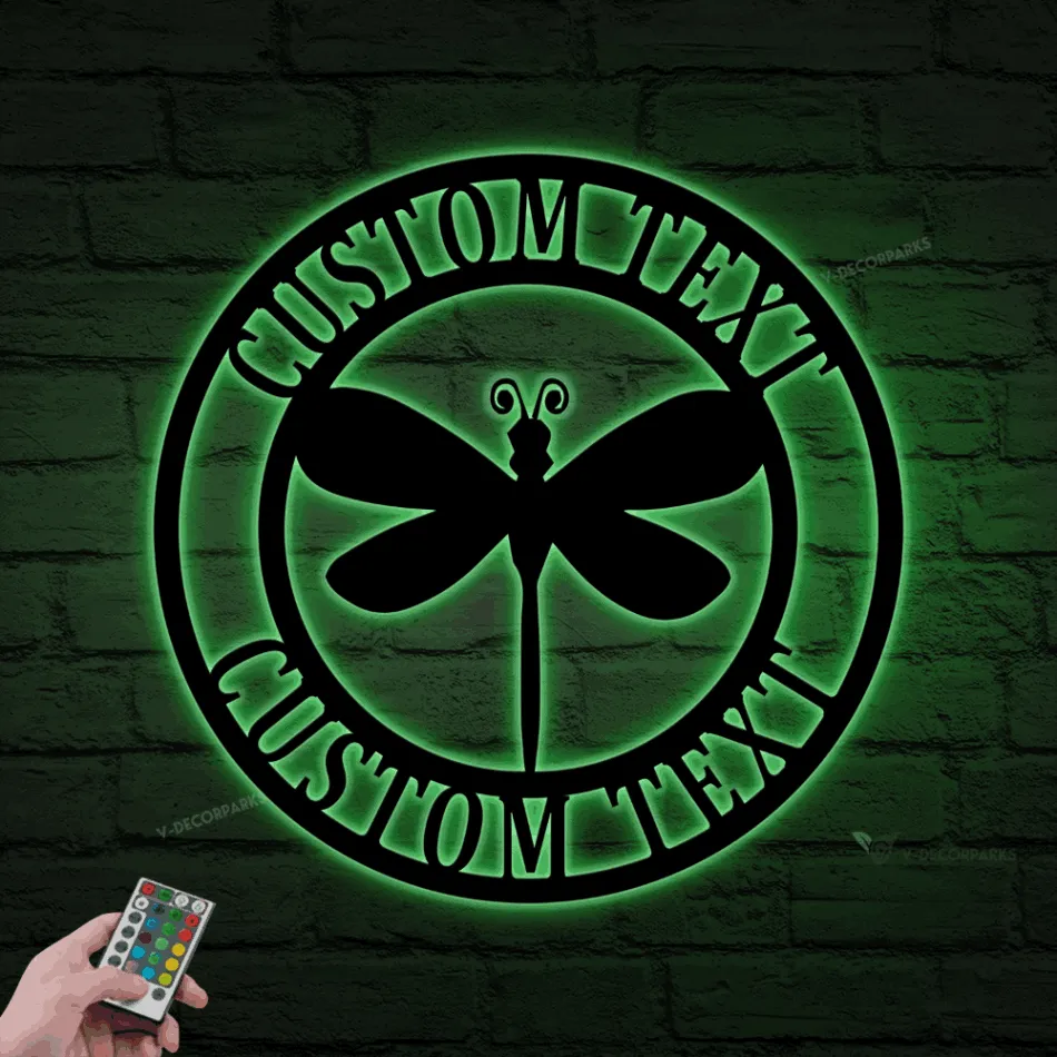 Personalized Dragonfly Door Hanger Metal Wall Art With Led Lights, Metal Home Decor, Door Hanger, Nature Decoration, Dragonfly Wall Art, Home Decor