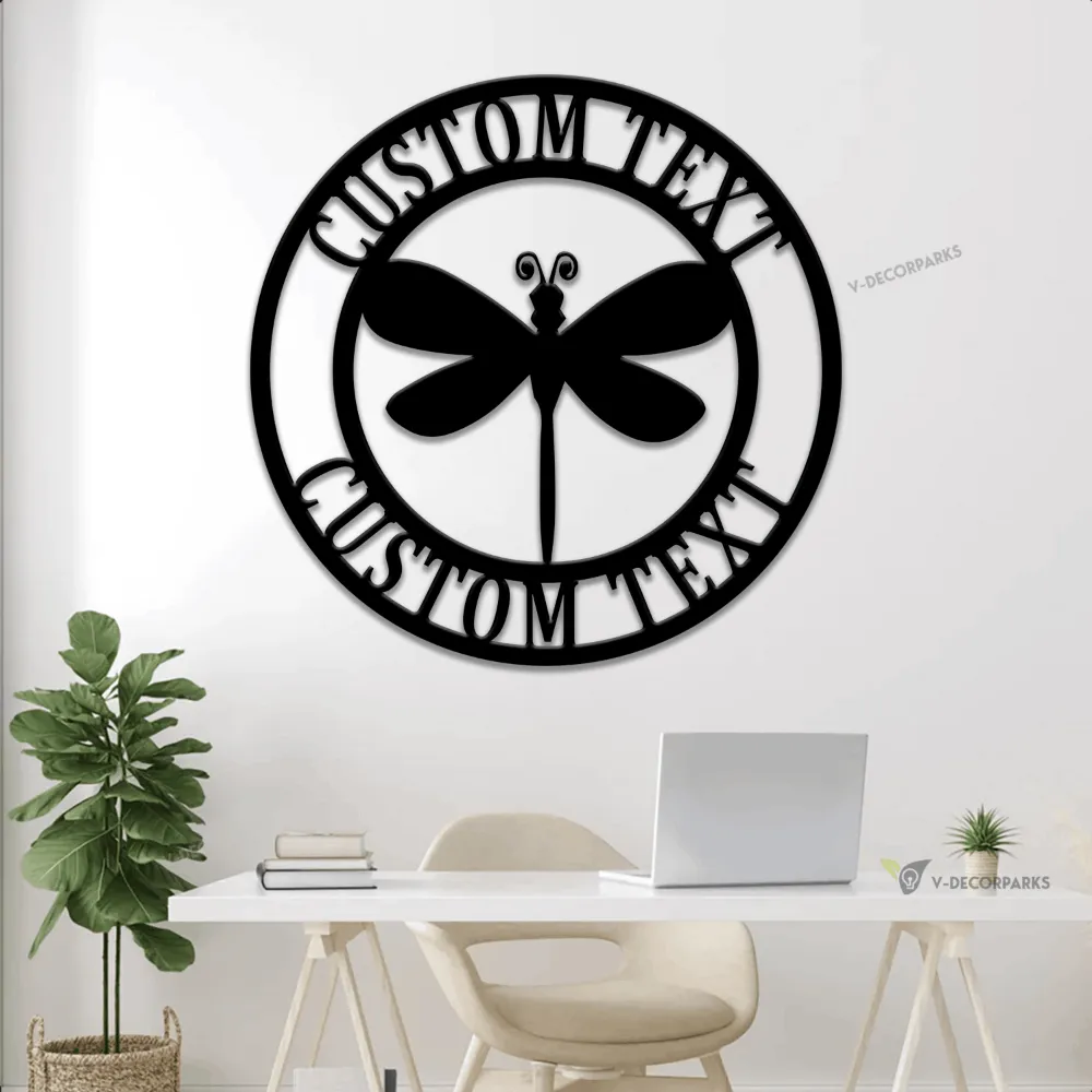 Personalized Dragonfly Door Hanger Metal Wall Art With Led Lights, Metal Home Decor, Door Hanger, Nature Decoration, Dragonfly Wall Art, Home Decor