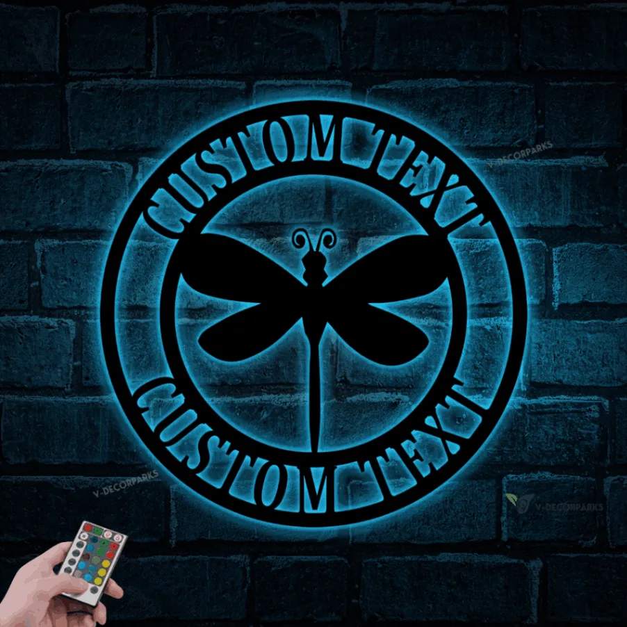 Personalized Dragonfly Door Hanger Metal Wall Art With Led Lights, Metal Home Decor, Door Hanger, Nature Decoration, Dragonfly Wall Art, Home Decor