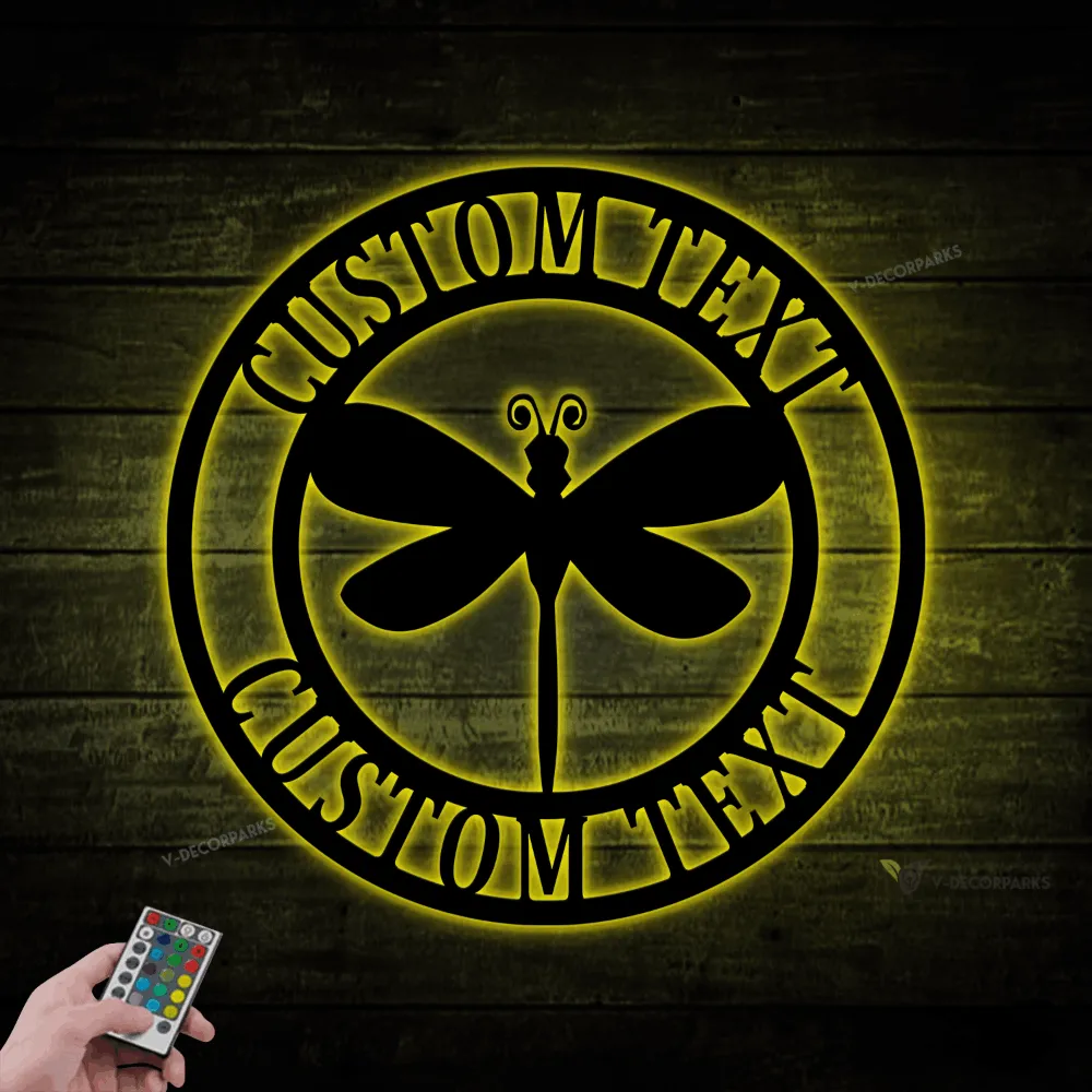 Personalized Dragonfly Door Hanger Metal Wall Art With Led Lights, Metal Home Decor, Door Hanger, Nature Decoration, Dragonfly Wall Art, Home Decor