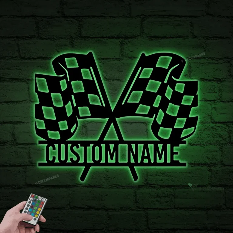 Personalized F1 Flag Metal Sign With Led Lights, Checkered Race Flags ...