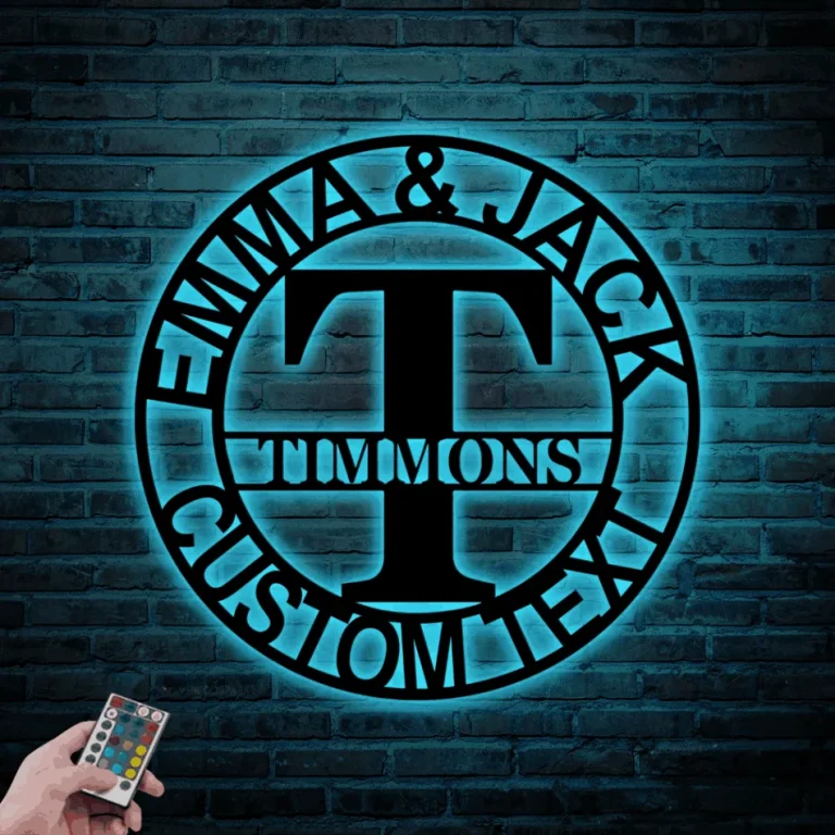 Personalized Family Name Led Lights, Metal Sign, Last Name Sign ...