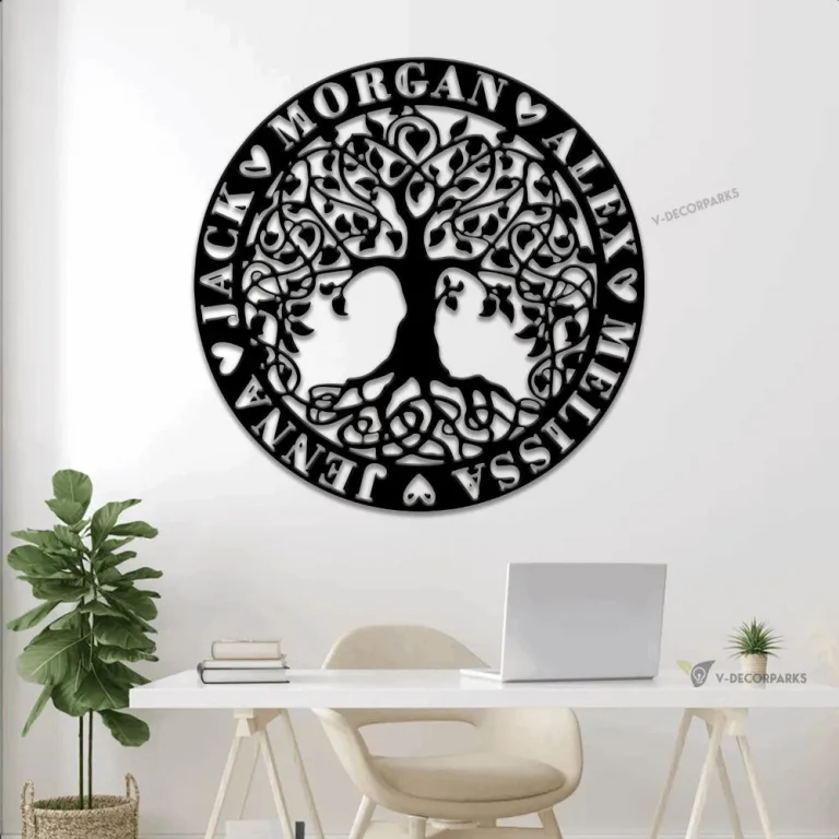 Personalized Family Tree Metal Sign With Led Lights, Metal Wall Art With Custom Names For Decor, Mother's Day, Birthday Gift For Mom, Mum