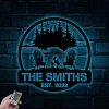 Personalized Fire Pit Metal Sign With Led Lights, Custom Camping Name Metal Wall Art For Campsite Decor, Campsite Signs, Camping Sign