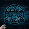 Personalized Fire Pit Metal Sign With Led Lights, Custom Camping Name Metal Wall Art For Campsite Decor, Happy Campers Sign, Camper Gift