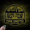Personalized Fire Pit Metal Sign With Led Lights, Custom Camping Name Metal Wall Art For Campsite Decor, Happy Campers Sign, Camper Gift
