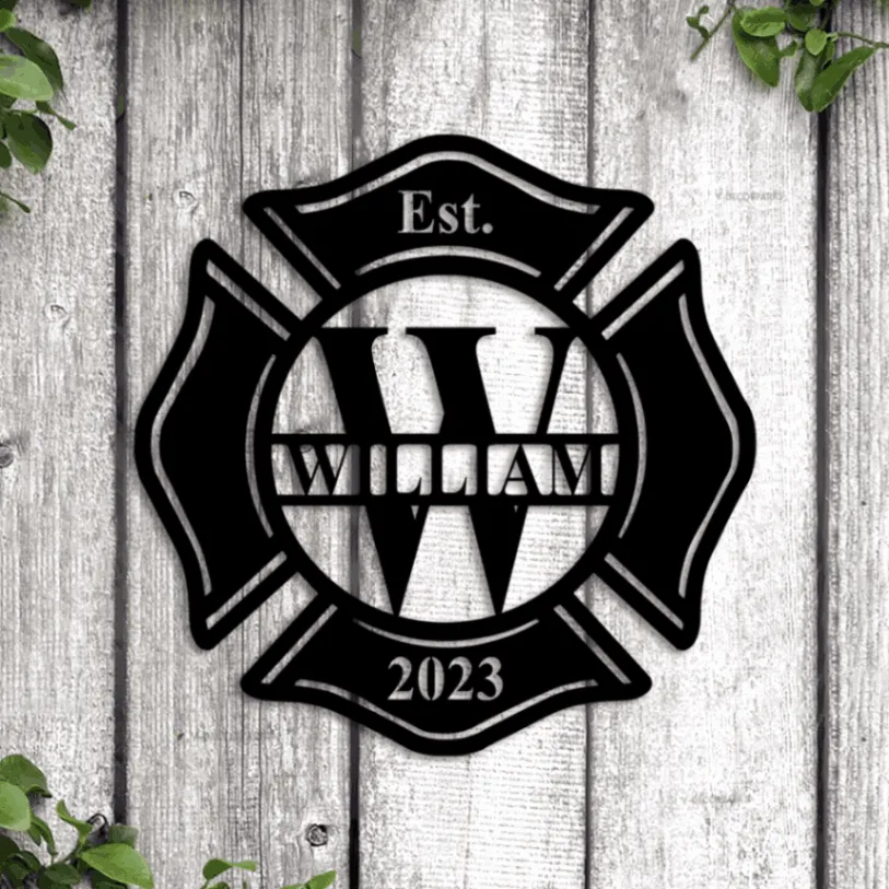 Personalized Firefighter With Led Lights, Gift, Metal Sign, Personalize Gift, Fireman Gift, First Responder Gift, Firefighter Decor