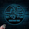 Personalized Firefighter Us Flag Metal Sign Led Lights, Gift For Fireman, First Responder, Firefighter Decor, Father Day Gift For Husband Dad