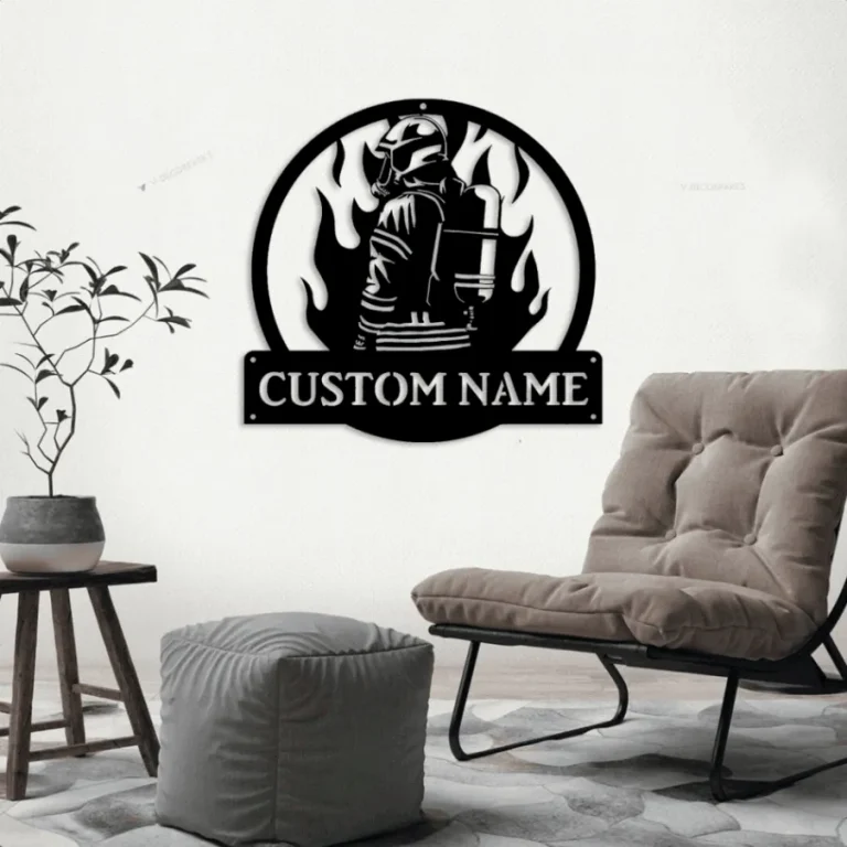 Personalized Fireman Firefighter Metal Sign Art With Led Lights, Custom Fireman Firefighter Monogram Metal Sign, Fireman Firefighter Gifts, Job Gift