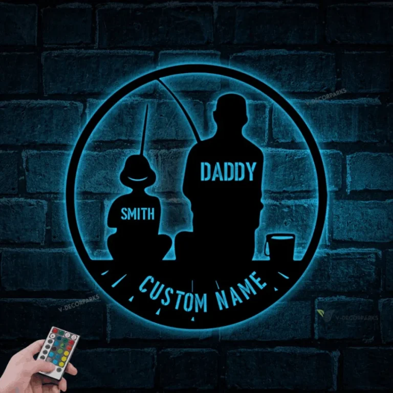 Personalized Fishing Dad And Son Metal Sign Led Light, Fisher Custom ...
