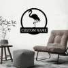 Personalized Flamingo Animal Monogram Metal Sign Art With Led Lights, Custom Flamingo Metal Sign, Flamingo Sign Decoration For Living Room