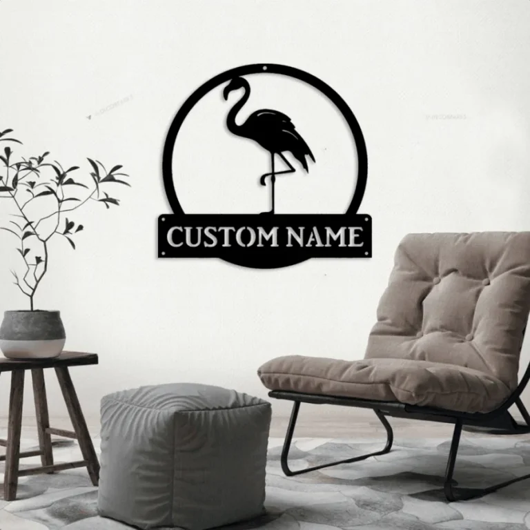 Personalized Flamingo Animal Monogram Metal Sign Art With Led Lights, Custom Flamingo Metal Sign, Flamingo Sign Decoration For Living Room