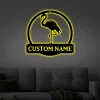 Personalized Flamingo Animal Monogram Metal Sign Art With Led Lights, Custom Flamingo Metal Sign, Flamingo Sign Decoration For Living Room