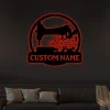 Personalized Floral Hedgehog Monogram Metal Sign Art With Led Lights, Custom Floral Hedgehog Metal Sign, Hedgehog Sign Decoration For Living Room
