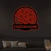 Personalized Floral Hedgehog Monogram Metal Sign Art With Led Lights, Custom Floral Hedgehog Metal Sign, Hedgehog Sign Decoration For Living Room