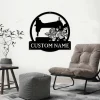 Personalized Floral Hedgehog Monogram Metal Sign Art With Led Lights, Custom Floral Hedgehog Metal Sign, Hedgehog Sign Decoration For Living Room