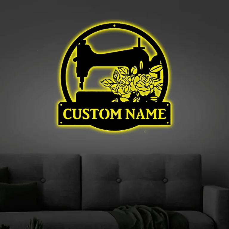 Personalized Floral Hedgehog Monogram Metal Sign Art With Led Lights, Custom Floral Hedgehog Metal Sign, Hedgehog Sign Decoration For Living Room