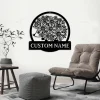 Personalized Floral Hedgehog Monogram Metal Sign Art With Led Lights, Custom Floral Hedgehog Metal Sign, Hedgehog Sign Decoration For Living Room