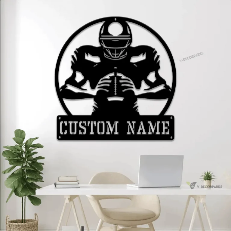 Personalized Football Player Metal Sign Led Lights, Football Team Gift, Football Room Decor, Custom Name Metal Wall Art, Sport Lover Gift