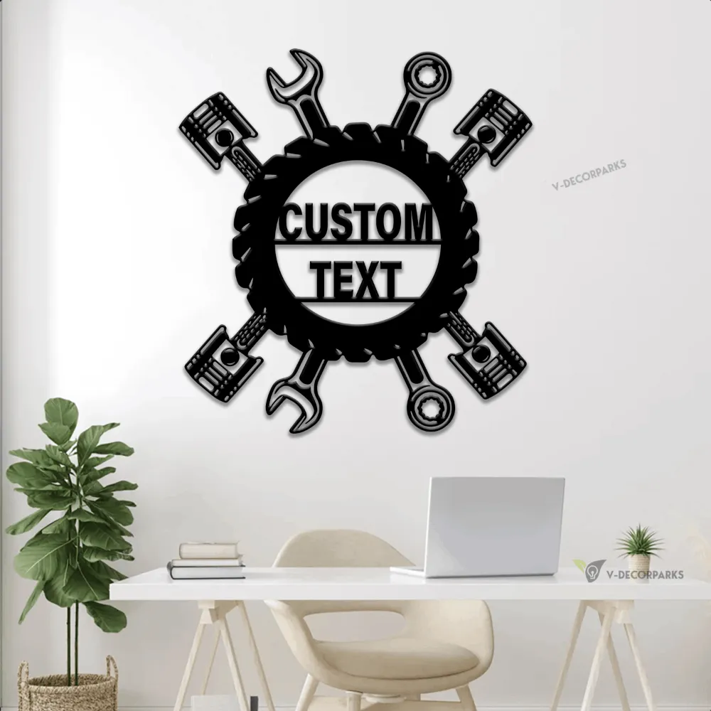 Personalized Garage Sign, Garage Metal Sign With Led Lights, Repair Tools, Mechanic Gift, Fathers Day Gift, Gift For Dad, Garage Decor