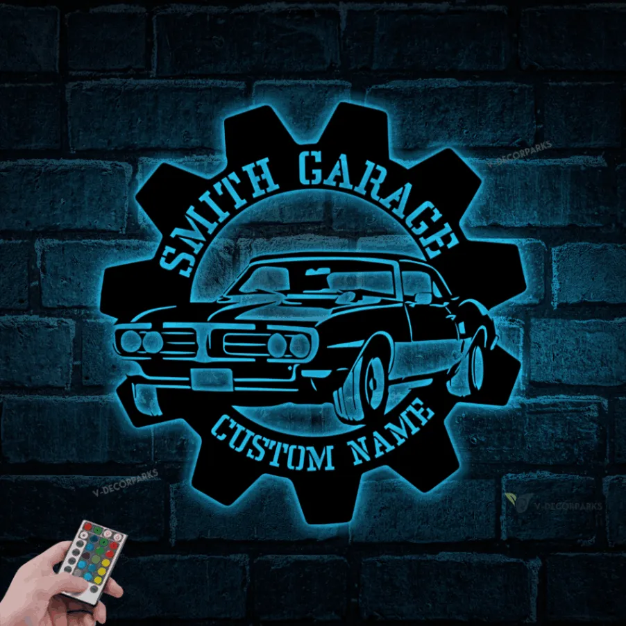 Personalized Garage Sign, Garage Metal Sign With With Led Lights, Repair Tools, Mechanic Gift, Fathers Day Gift, Gift For Dad, Garage Decor