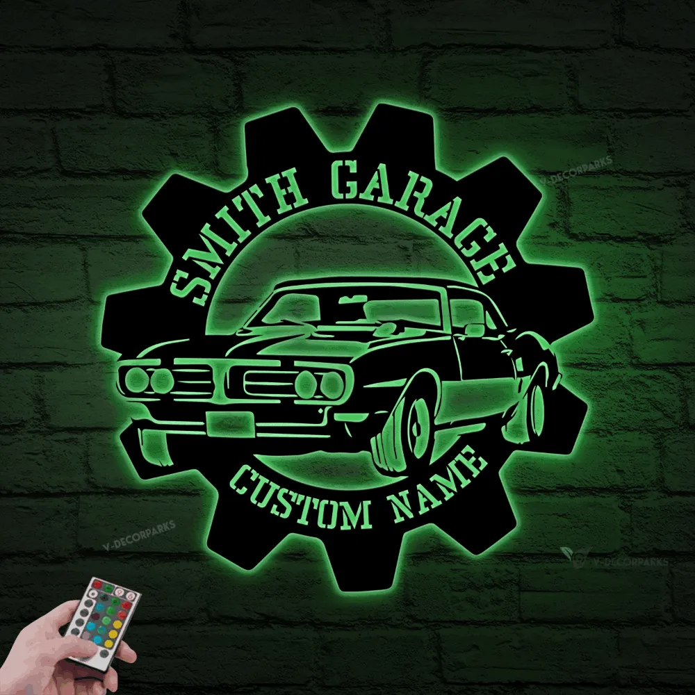 Personalized Garage Sign, Garage Metal Sign With With Led Lights, Repair Tools, Mechanic Gift, Fathers Day Gift, Gift For Dad, Garage Decor