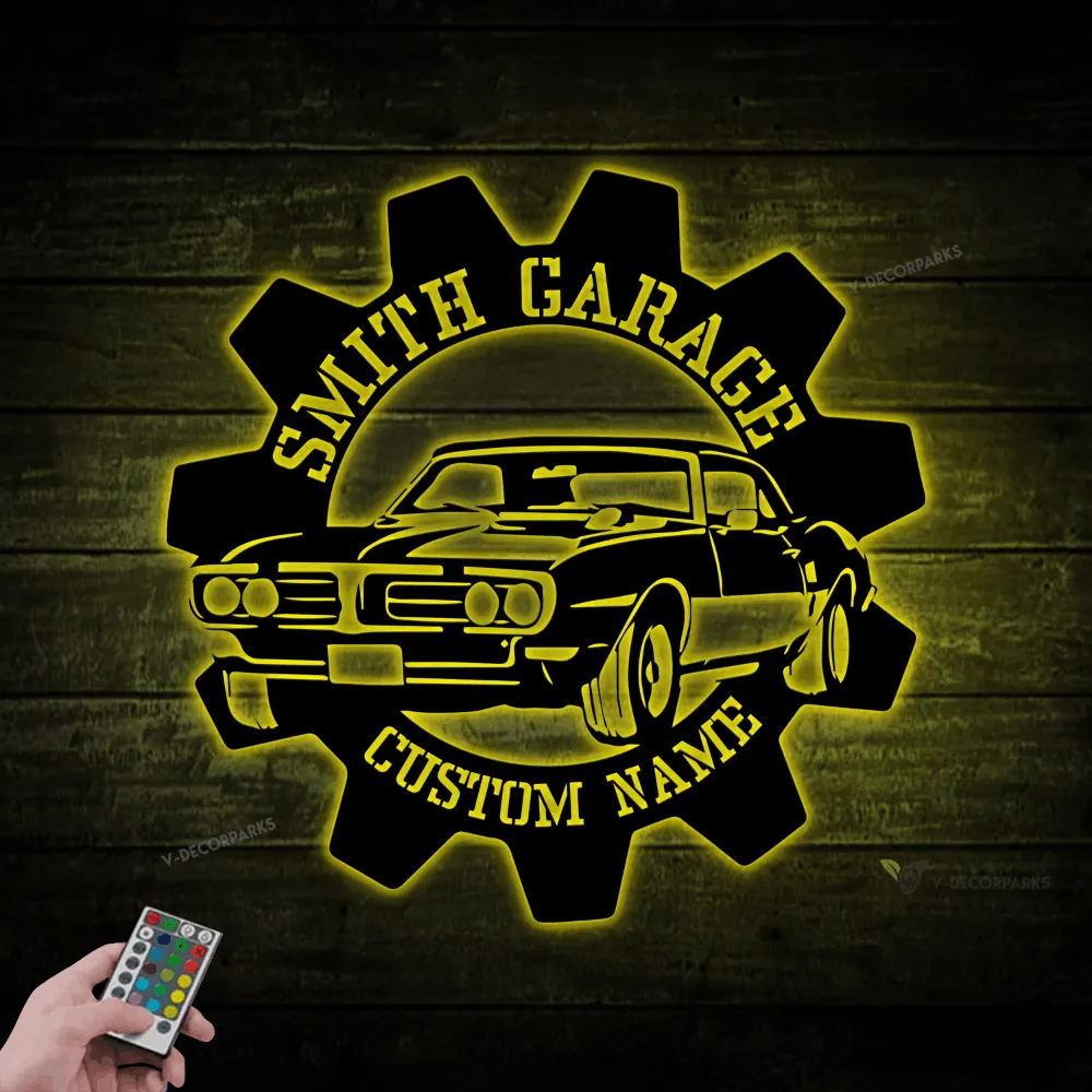 Personalized Garage Sign, Garage Metal Sign With With Led Lights, Repair Tools, Mechanic Gift, Fathers Day Gift, Gift For Dad, Garage Decor