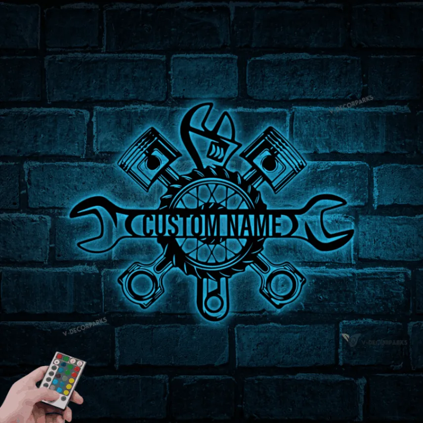 Personalized Garage Sign, Garage Metal Sign With Led Lights, Repair Tools, Mechanic Gift, Fathers Day Gift, Gift For Dad, Garage Decor