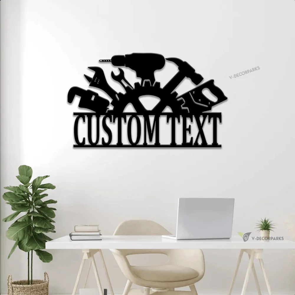 Personalized Garage Sign, Garage Metal Sign With Led Lights, Repair Tools, Mechanic Gift, Fathers Day Gift, Gift For Dad, Garage Decor