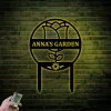 Personalized Garden Sign With Led Lights, Garden Stake Metal Sign Custom Greenhouse Sign Flower Garden Sign Garden Name Metal Sign Garden Decoration