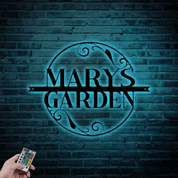 Personalized Garden Sign With Led Lights, Garden Metal Art, Outdoor Metal Art, Garden Wall Art, Custom Garden Sign, Garden Decoration, Gardening Gifts