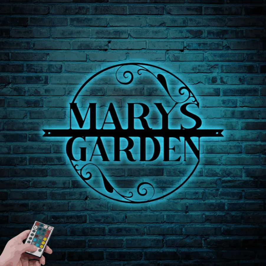 Personalized Garden Sign With Led Lights, Garden Metal Art, Outdoor Metal Art, Garden Wall Art, Custom Garden Sign, Garden Decoration, Gardening Gifts