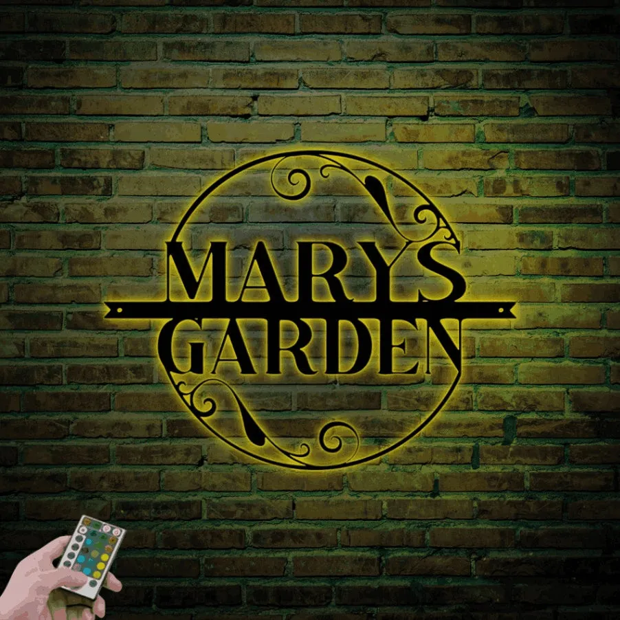 Personalized Garden Sign With Led Lights, Garden Metal Art, Outdoor Metal Art, Garden Wall Art, Custom Garden Sign, Garden Decoration, Gardening Gifts
