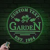 Personalized Garden Sign With Led Lights, Custom Metal Garden Signs, Metal Gardening Gift, Garden Gift For Mom, Grandma's Garden, Grandpa's Garden