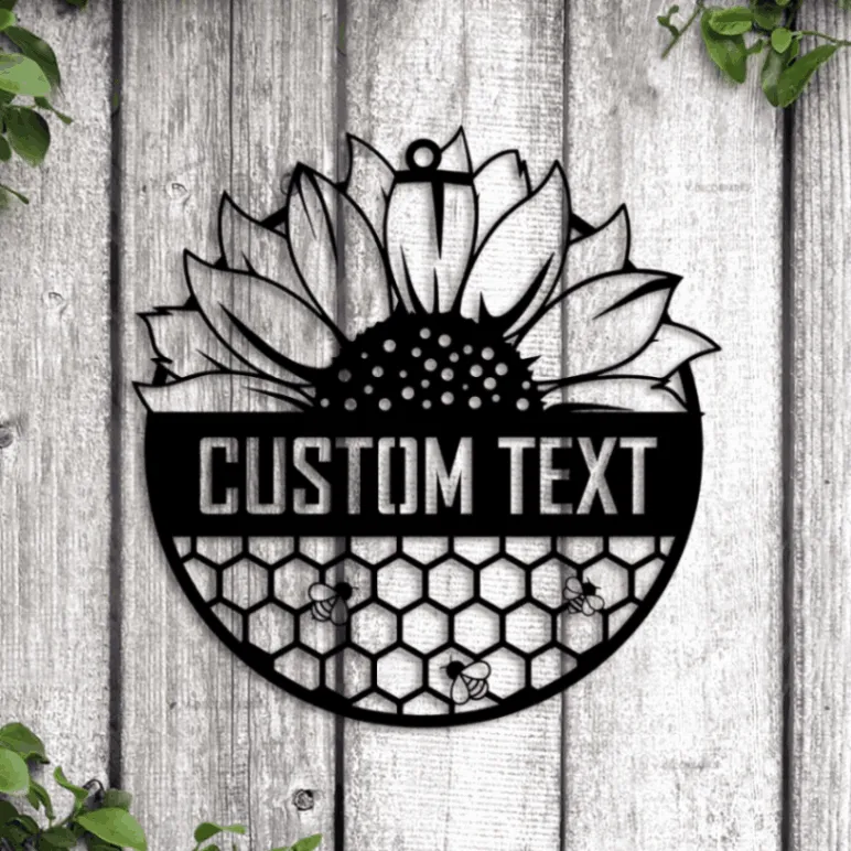Personalized Garden Sign With Led Lights, Garden Metal Art, Sunflower Decor, Bee Metal Wall Art, Custom Garden Sign, Garden Gifts Gardening Sunflower