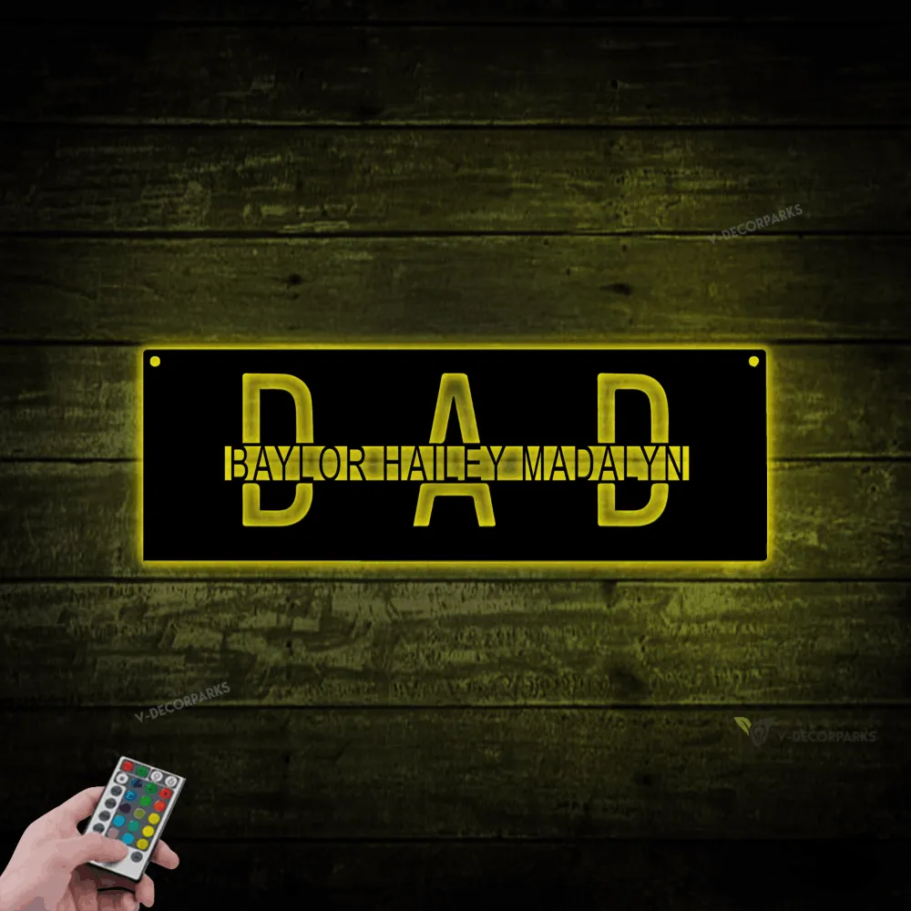 Personalized Gift For Dad, Personalized Led Lights Monogram Gift, Dad Metal Sign, Custom Gift For Dad, Fathers Day Gift, Sign For Dad, Custom Dad Gift