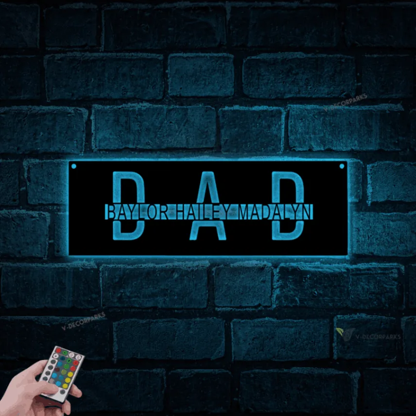 Personalized Gift For Dad, Personalized Led Lights Monogram Gift, Dad Metal Sign, Custom Gift For Dad, Fathers Day Gift, Sign For Dad, Custom Dad Gift