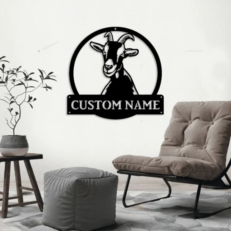 Personalized Goat Farm Monogram Metal Sign Art With Led Lights, Custom Goat Farmer Metal Sign, Farmer Lover Sign Decoration For Living Room