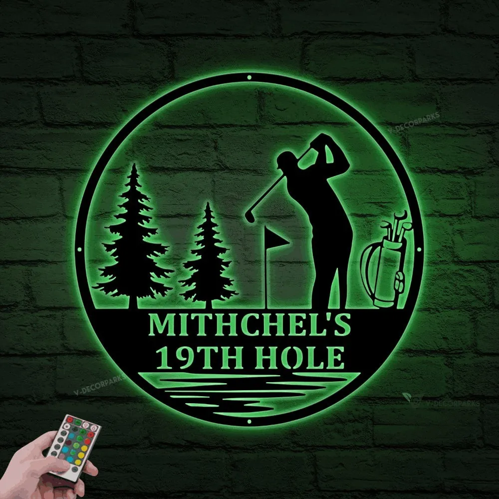 Personalized Golf Sign With Led Lights, Personalized Golf Decor, Golf Wall Art, Metal Signs, Golf Sign, Bar Signs, 9th Hole Metal Golf Sign