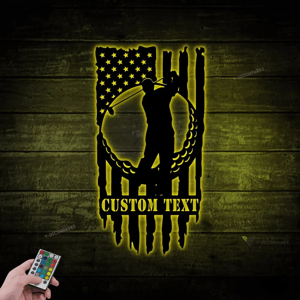 Personalized Golfer Metal Sign With Led Lights, Custom Golf Wall Art For Home Decor, Father's Day Gift, Birthday Gift For Him, Dad Gift