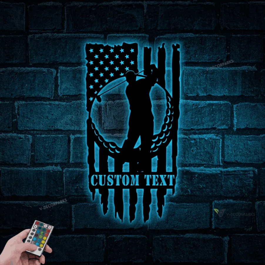 Personalized Golfer Metal Sign With Led Lights, Custom Golf Wall Art For Home Decor, Father's Day Gift, Birthday Gift For Him, Dad Gift